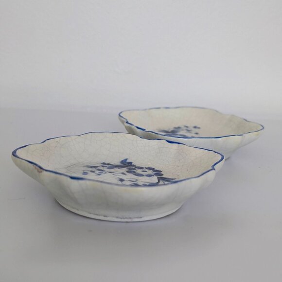 Antique - 19th century blue earthenware flower decor made in italy dishes - Picture 1 of 6